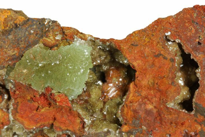 Yellow-Green Austinite Crystals On Limonite - Ojuela Mine, Mexico #183432